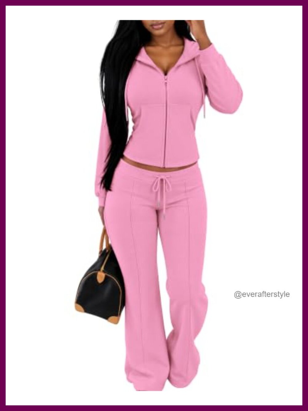 Women's 2 Piece Sweatsuit Zip Hoodie & Flare Jogger Pants Set
